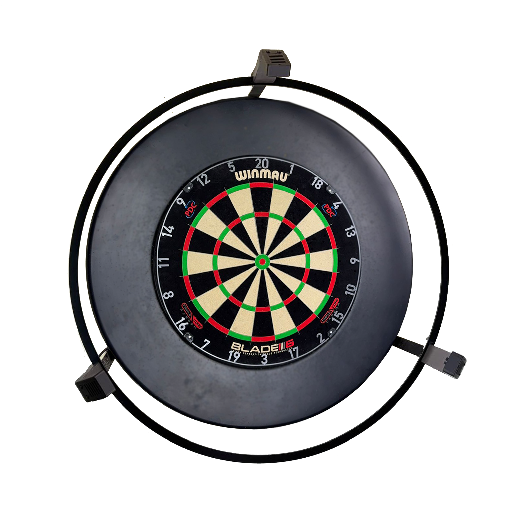 Autodarts camera’s gemonteerd op een Winmau Plasma